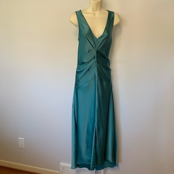 DVF Diane von Furstenberg Seraphina spruce midi satin slip dress new Small 4 6 - Picture 2 of 6